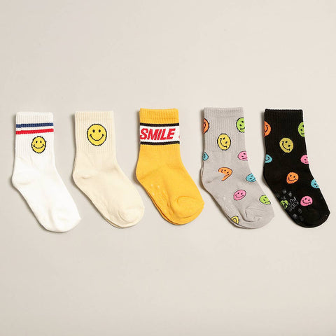 Kids' Happy Face Crew Socks Set