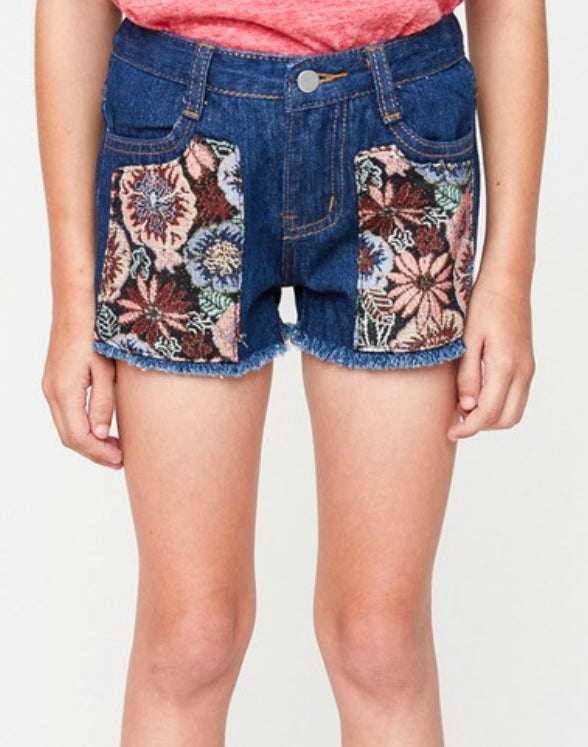 Groovy Floral Denim Shorts